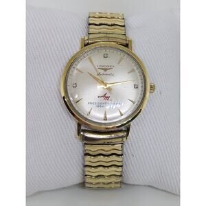 VTG LONGINES 14KT Solid Gold Bezel 3 DIAMOND Automatic RUNNING 60'S AWARD VIDEO